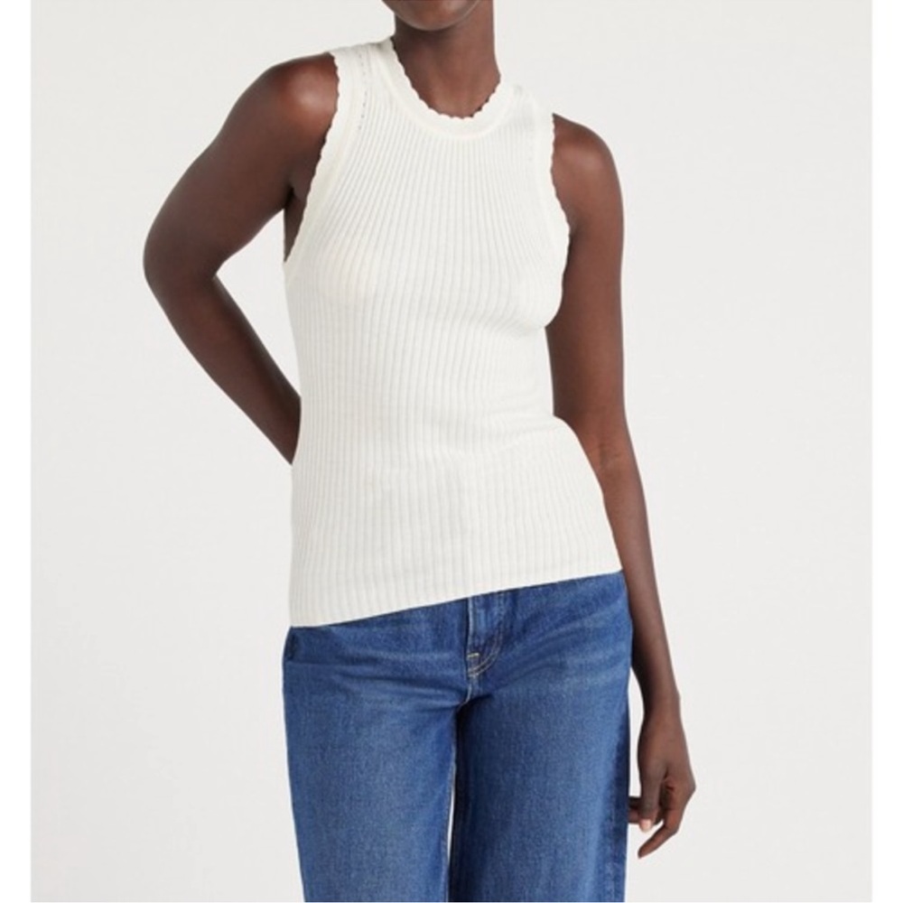 Sleeveless Ribbed Tank Top — White